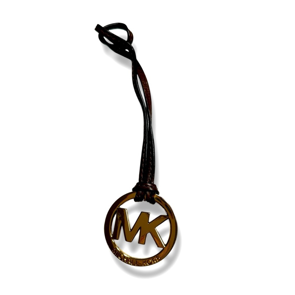 Michael Kors Logo Bag Charm With Brown Leather Loop